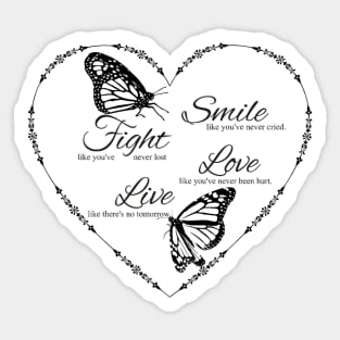 Smile Fight Love And Live Ornamental Heart Sticker